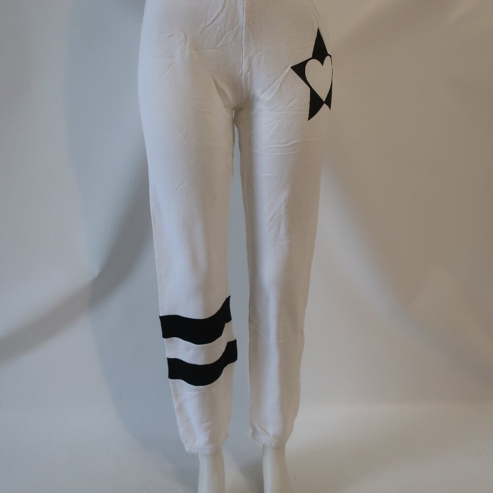 NWT Womens Lauren Moshi White Black (Item- 103)  Star Stripe Sweatpants S - Picture 3 of 8